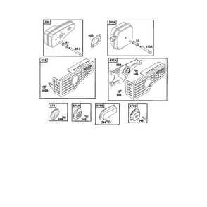 Gasket-Muffler Diagram and Parts List for 121700TO121799  Briggs and Stratton Engine
